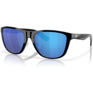 Costa Del Mar Corrientes Rectangular Sunglasses, Black/Blue Mirrored, 57 MM